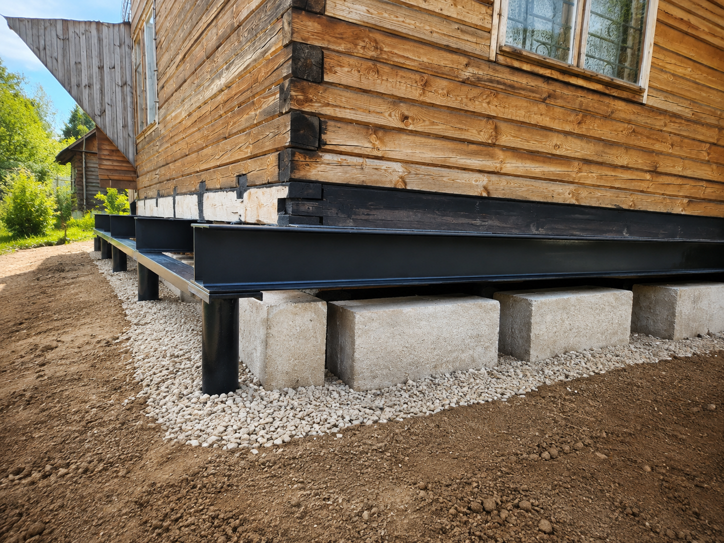 Замена фундамента и нижних венцов дома